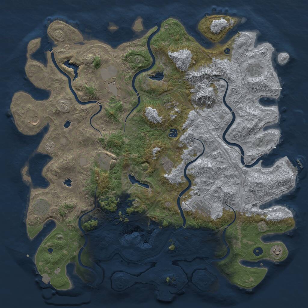 Rust Map: Procedural Map, Size: 5000, Seed: 2421783, 17 Monuments