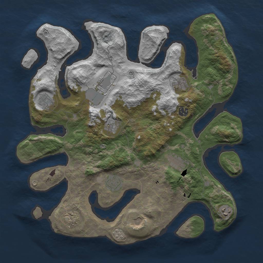 Rust Map: Barren, Size: 3900, Seed: 1459964967, 14 Monuments