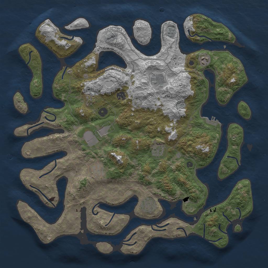 Rust Map: Procedural Map, Size: 4500, Seed: 41342254, 19 Monuments