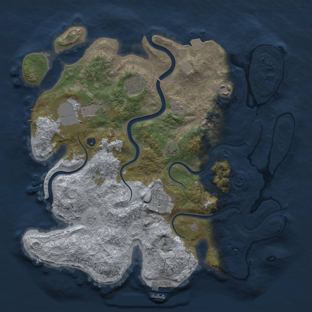 Rust Map: Procedural Map, Size: 3500, Seed: 1540570715, 10 Monuments
