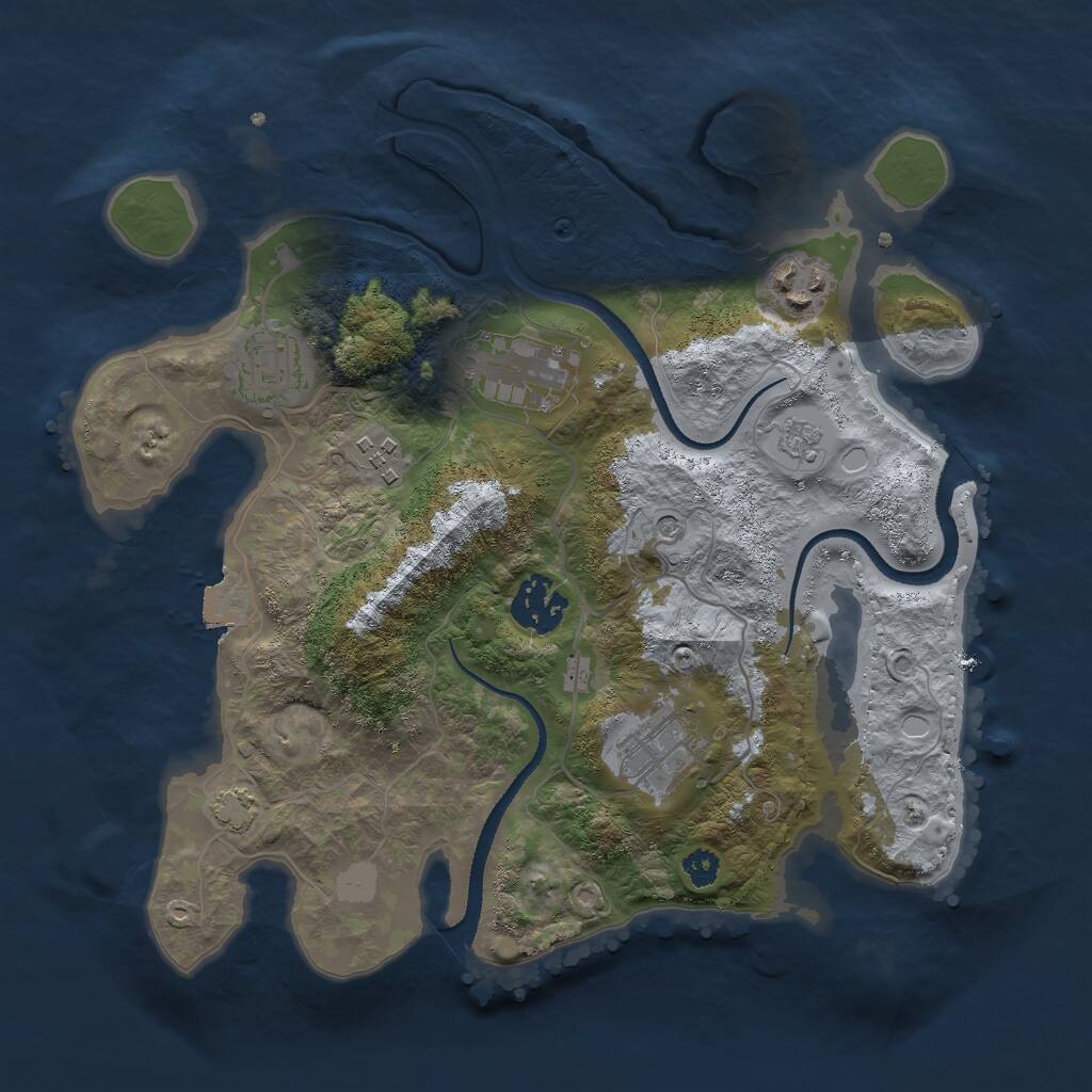 Rust Map: Procedural Map, Size: 3000, Seed: 1286722289, 10 Monuments