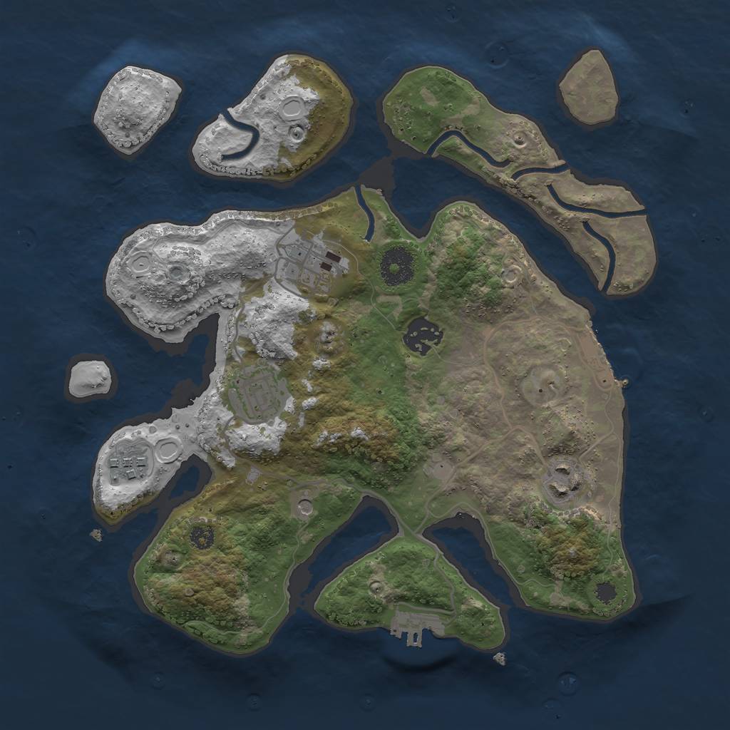 Rust Map: Procedural Map, Size: 3000, Seed: 123451, 16 Monuments