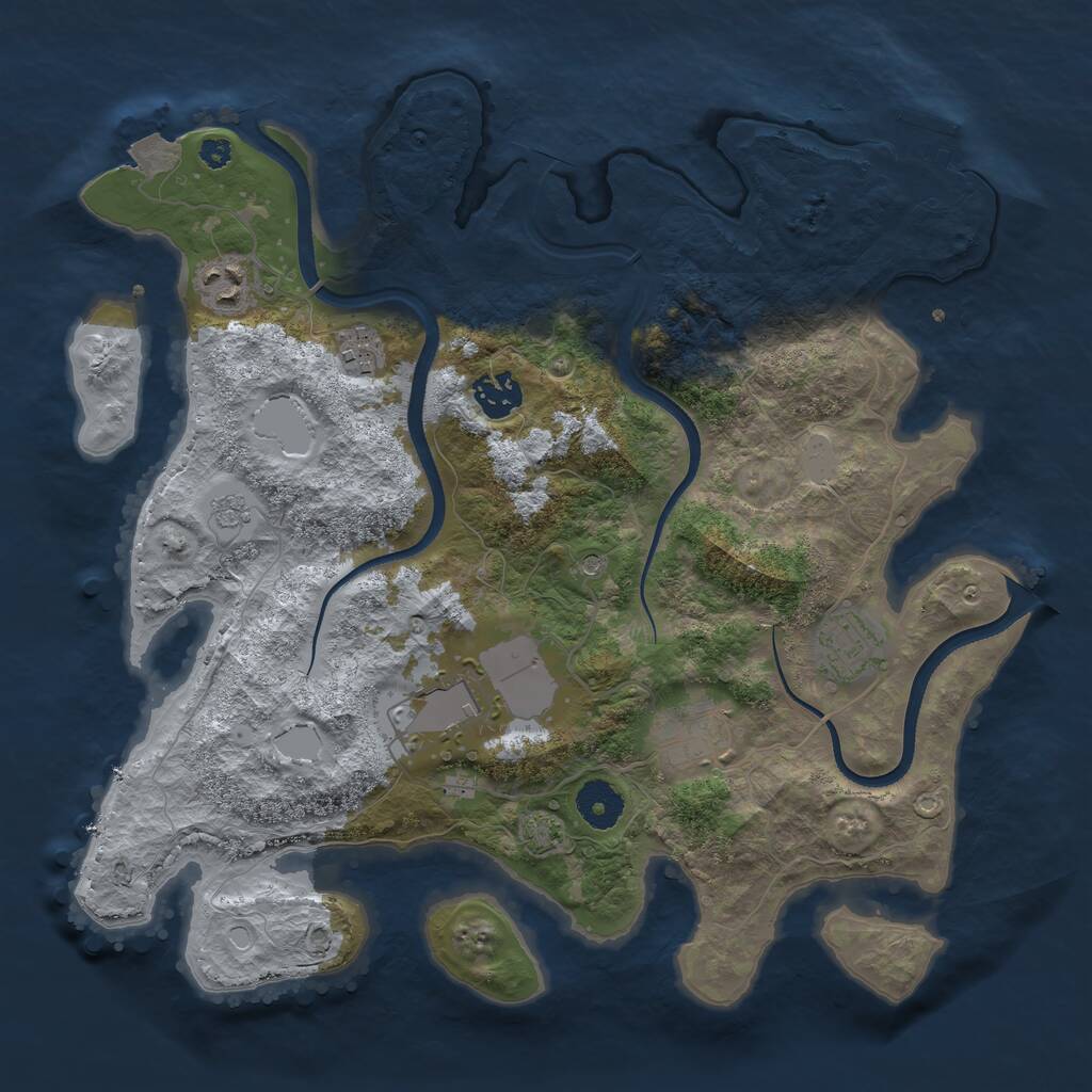 Rust Map: Procedural Map, Size: 3500, Seed: 1012992731, 11 Monuments