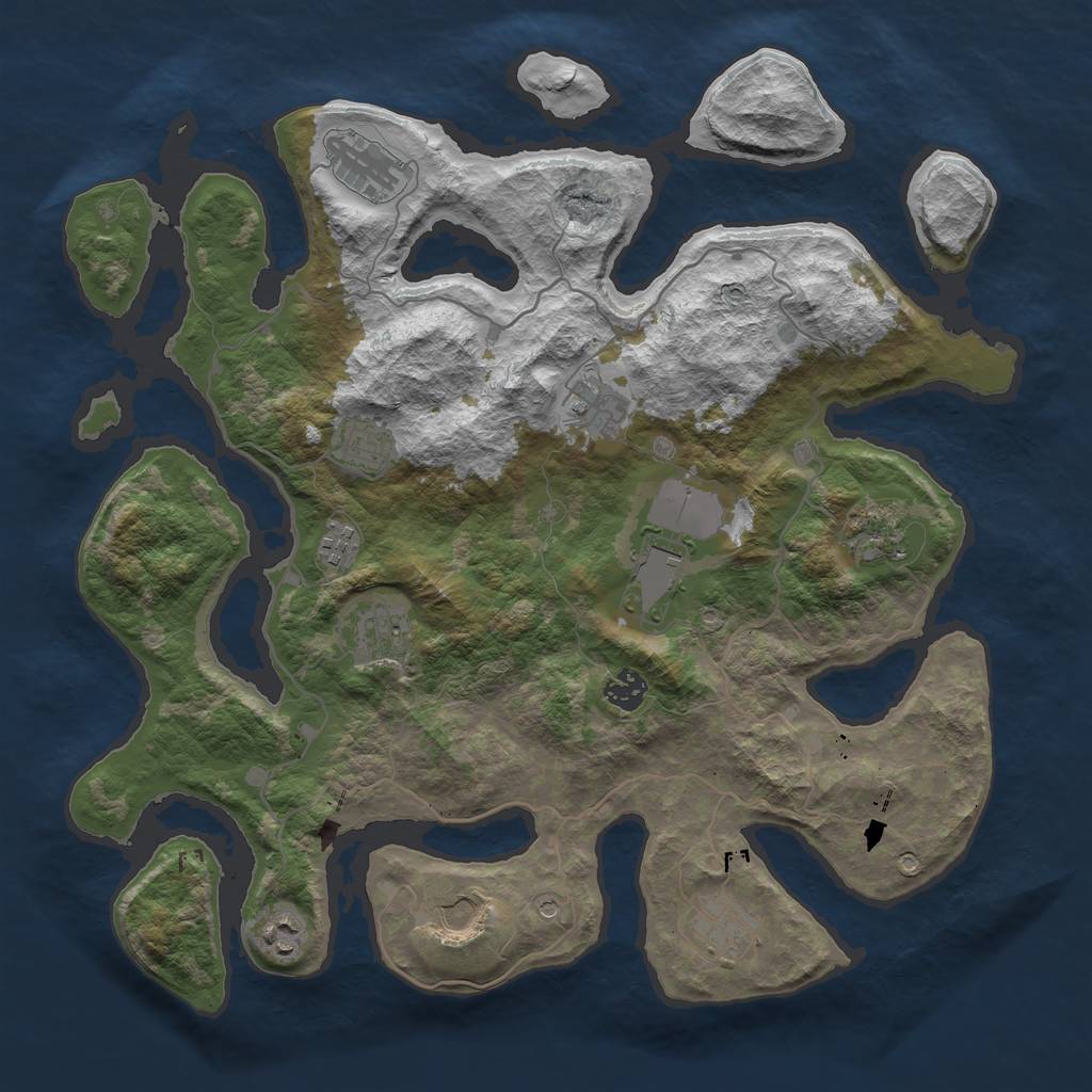 Rust Map: Barren, Size: 4000, Seed: 1168040480, 14 Monuments