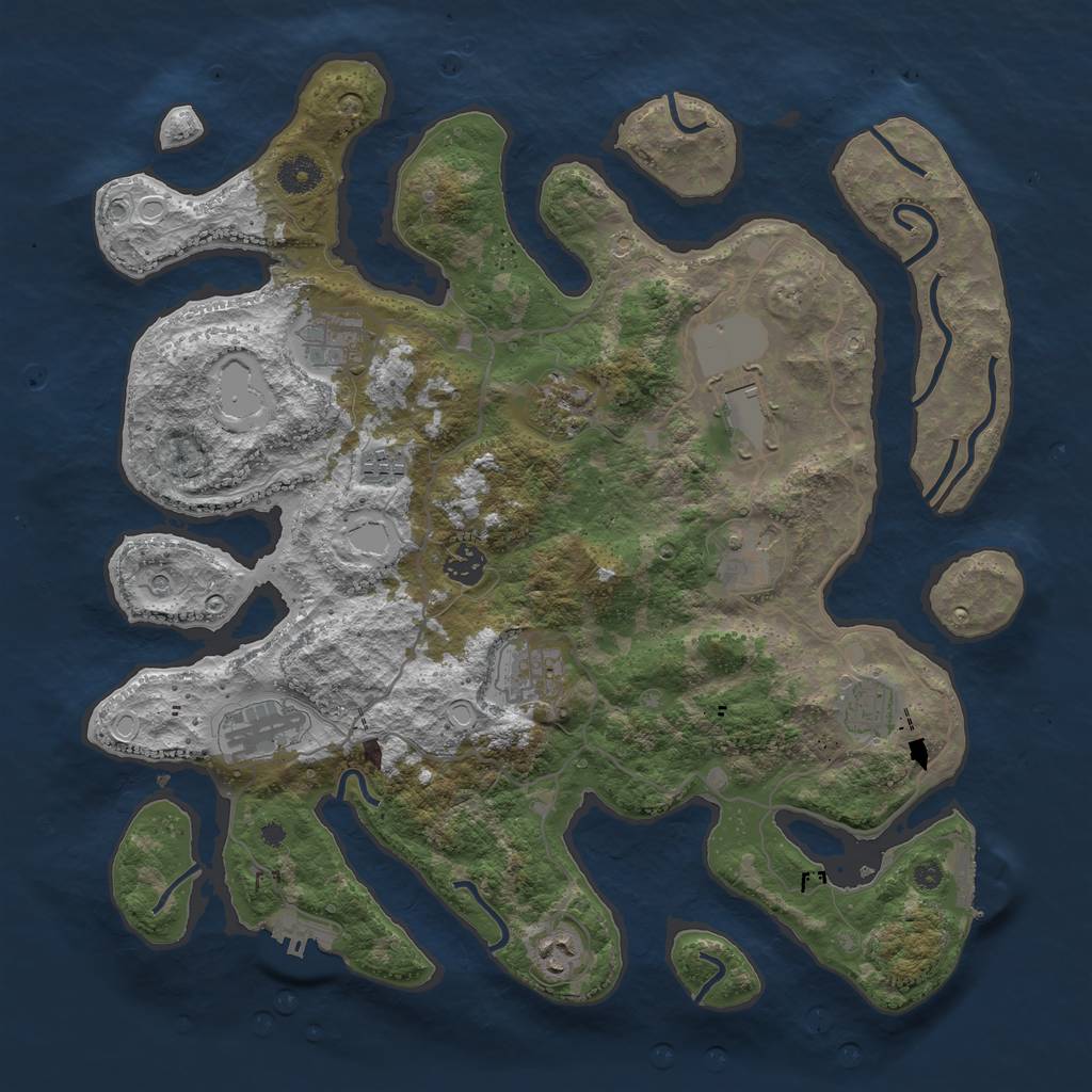 Rust Map: Procedural Map, Size: 4000, Seed: 354658603, 21 Monuments