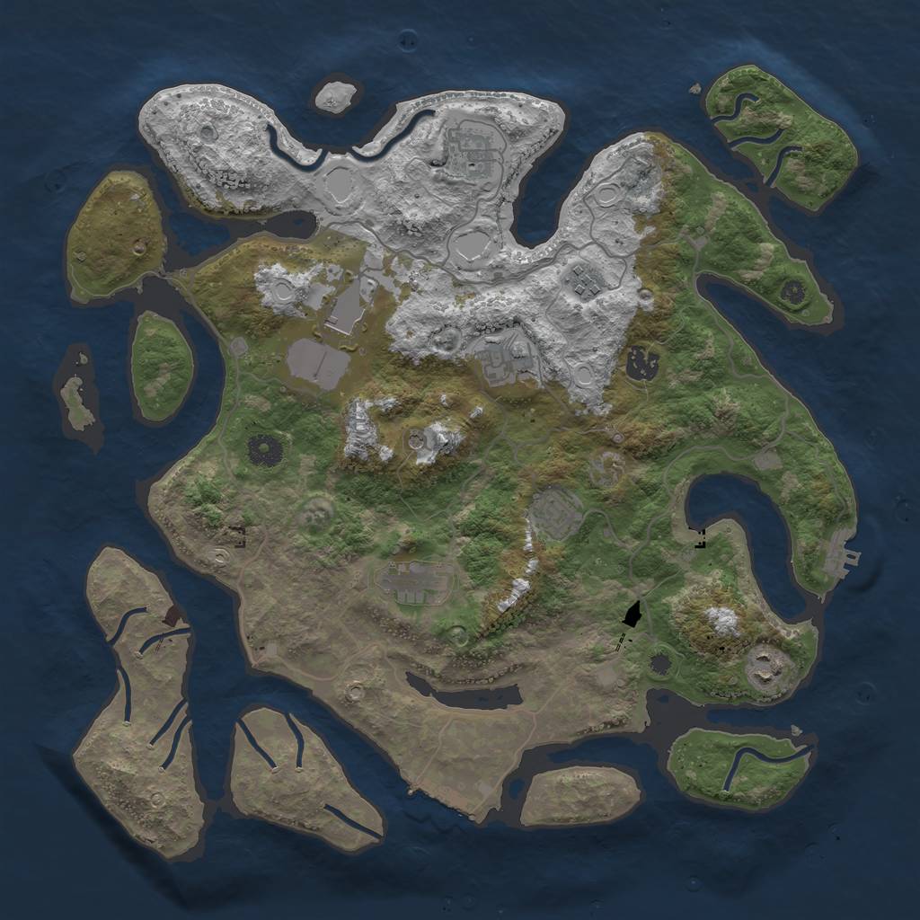 Rust Map: Procedural Map, Size: 4000, Seed: 1817925211, 19 Monuments