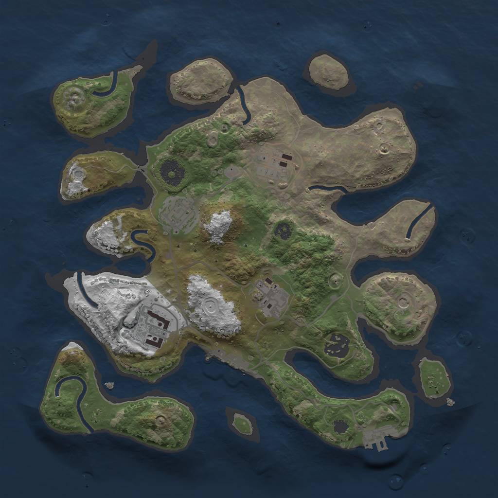 Rust Map: Procedural Map, Size: 3000, Seed: 48721, 16 Monuments