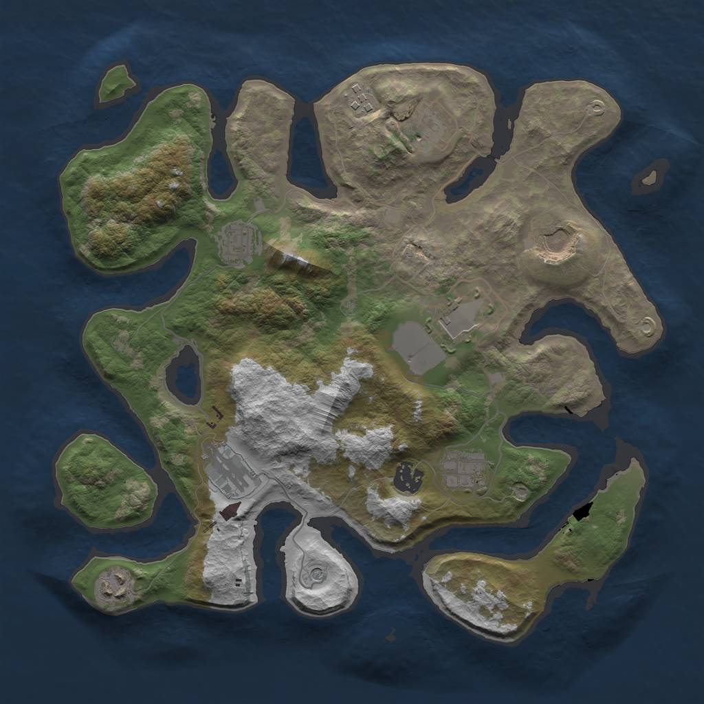 Rust Map: Barren, Size: 3500, Seed: 273626, 12 Monuments