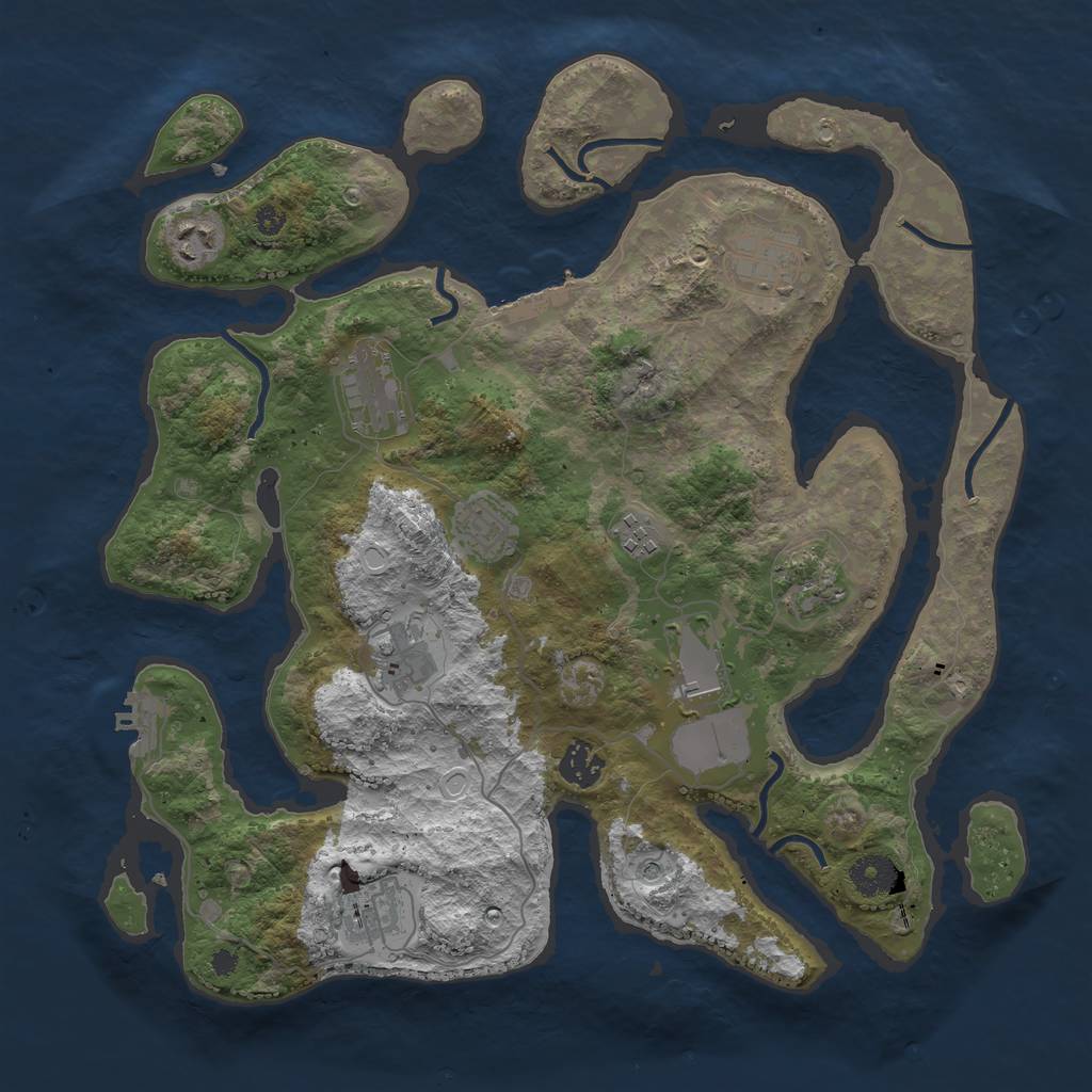 Rust Map: Procedural Map, Size: 3700, Seed: 1569730479, 21 Monuments