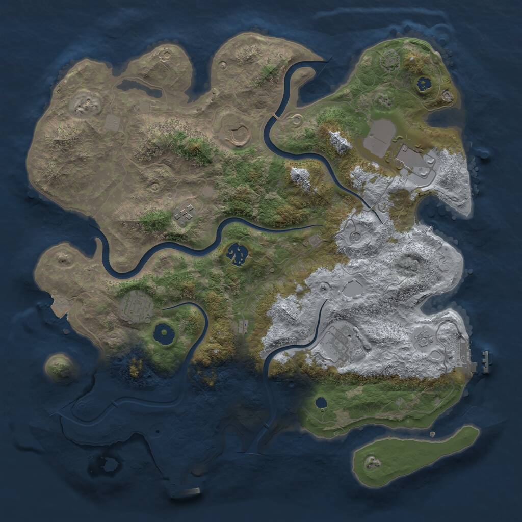 Rust Map: Procedural Map, Size: 3750, Seed: 1302150269, 12 Monuments