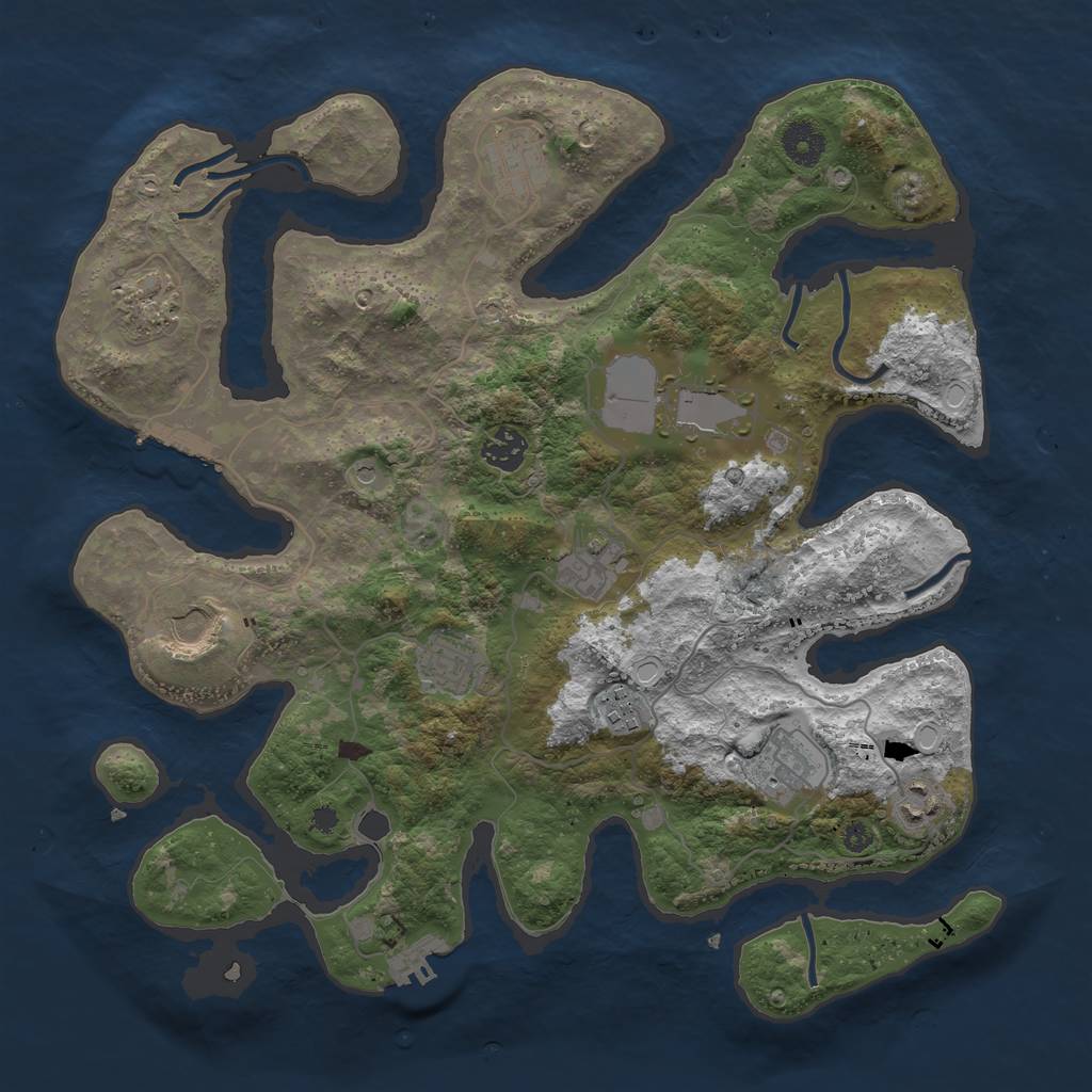 Rust Map: Procedural Map, Size: 3750, Seed: 1302150269, 21 Monuments