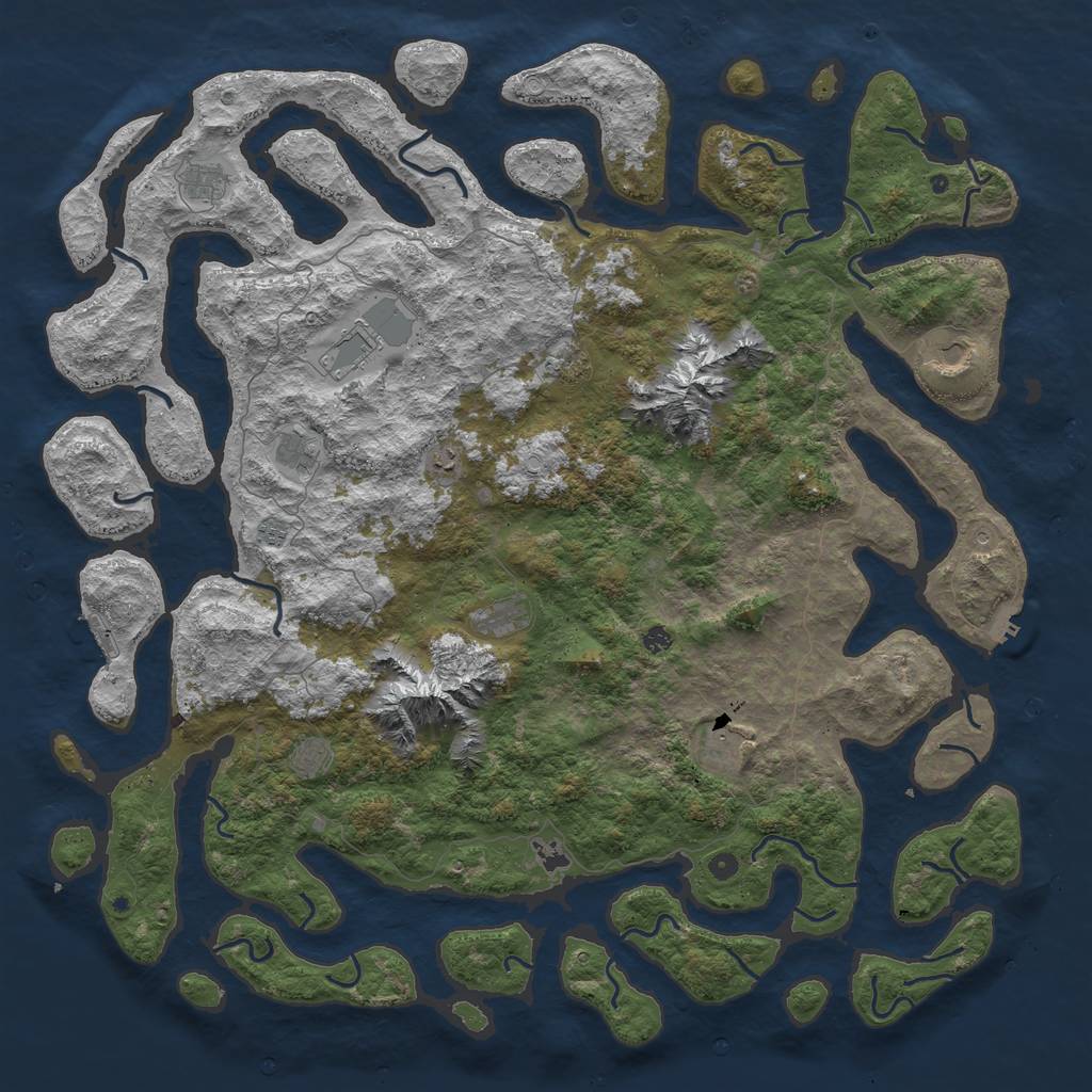 Rust Map: Procedural Map, Size: 6000, Seed: 9847, 22 Monuments