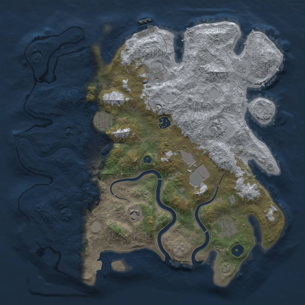 Rust Map: Procedural Map, Size: 3850, Seed: 1450365939, 14 Monuments