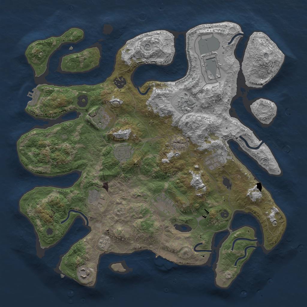 Rust Map: Procedural Map, Size: 3850, Seed: 1450365939, 21 Monuments