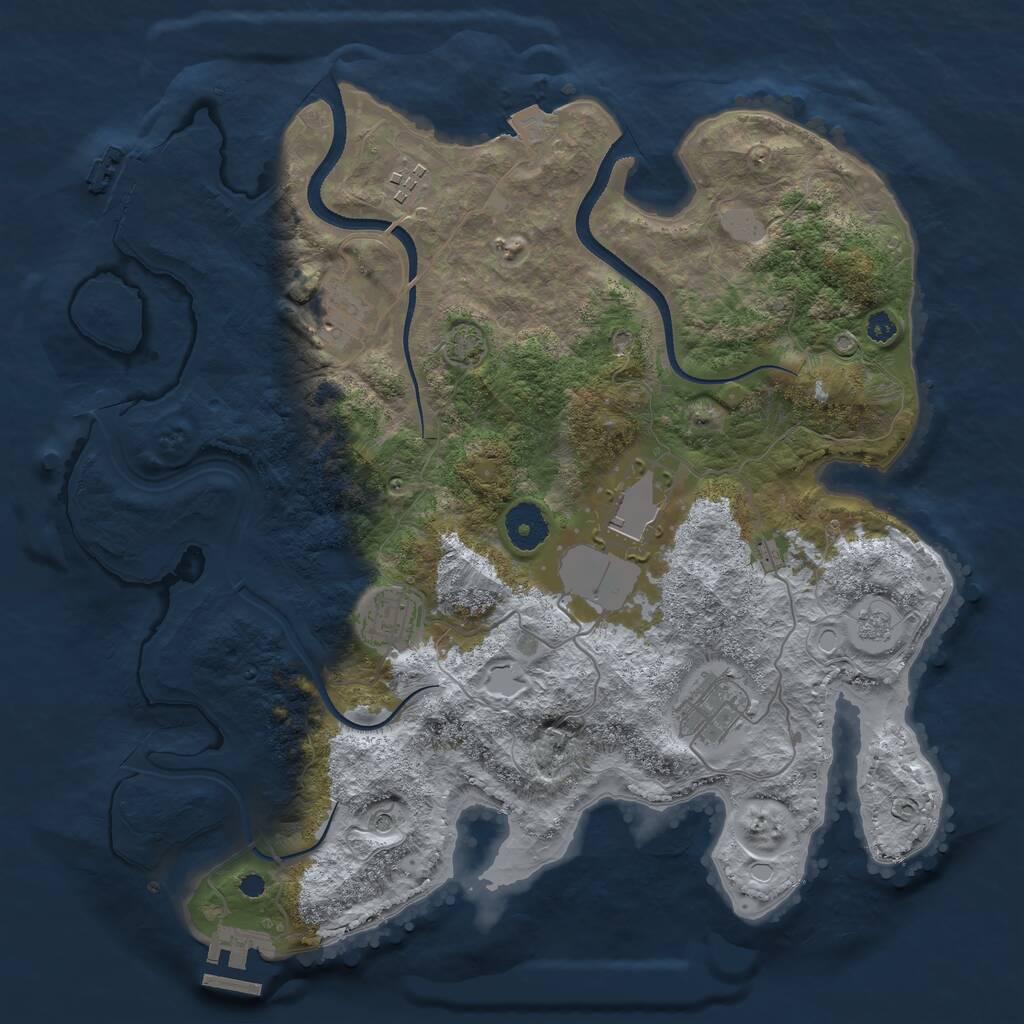 Rust Map: Procedural Map, Size: 3500, Seed: 1998595525, 11 Monuments