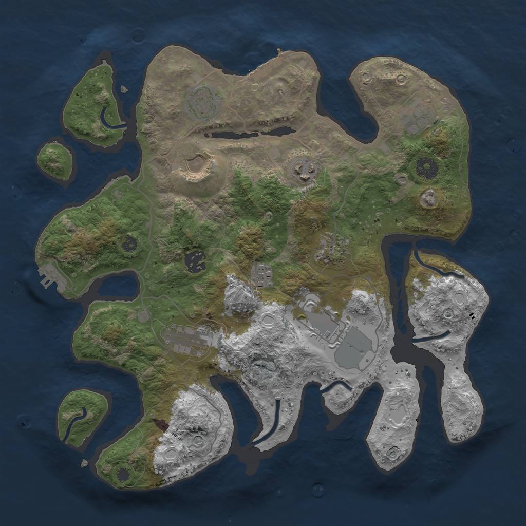 Rust Map: Procedural Map, Size: 3500, Seed: 1998595525, 20 Monuments