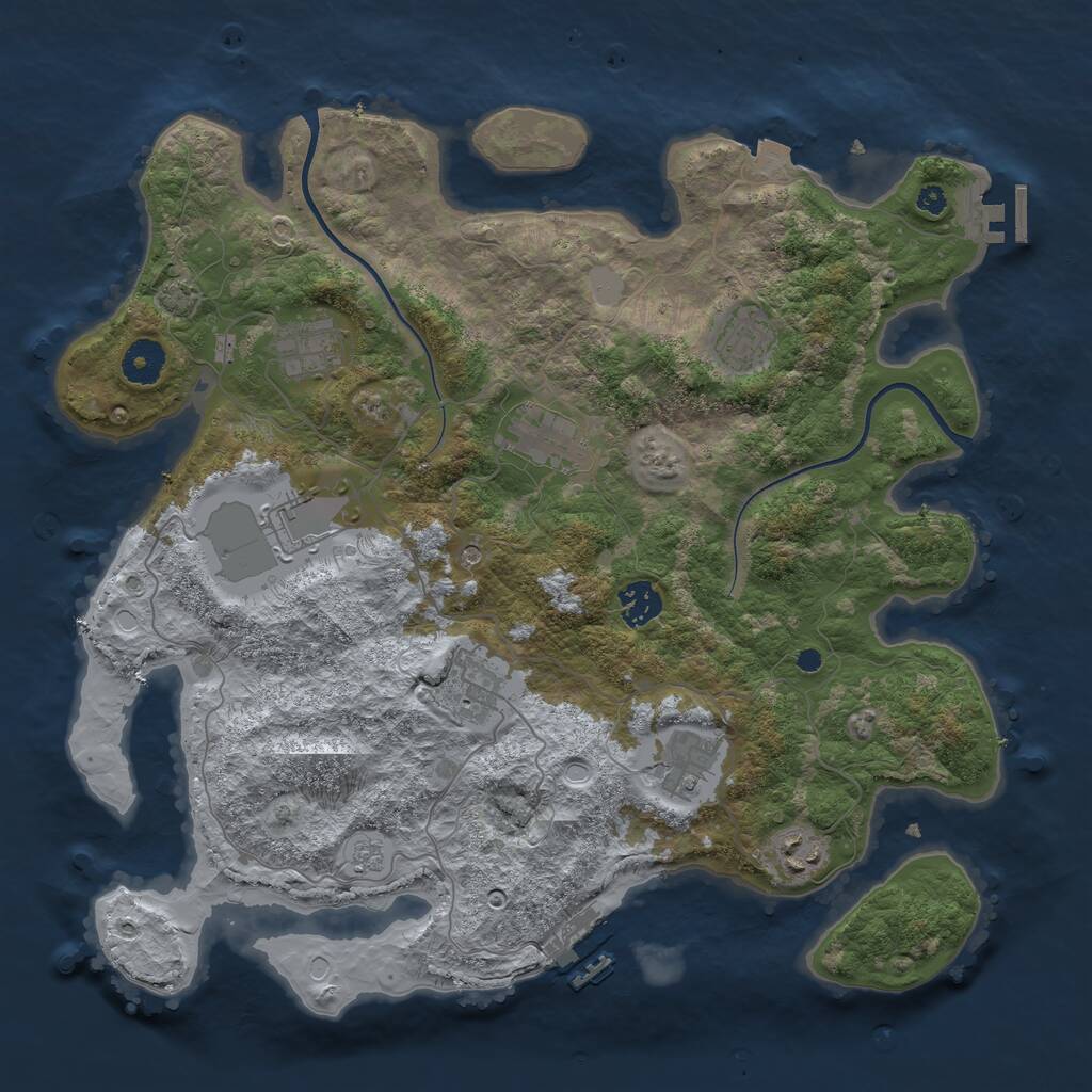 Rust Map: Procedural Map, Size: 3750, Seed: 77458844, 14 Monuments