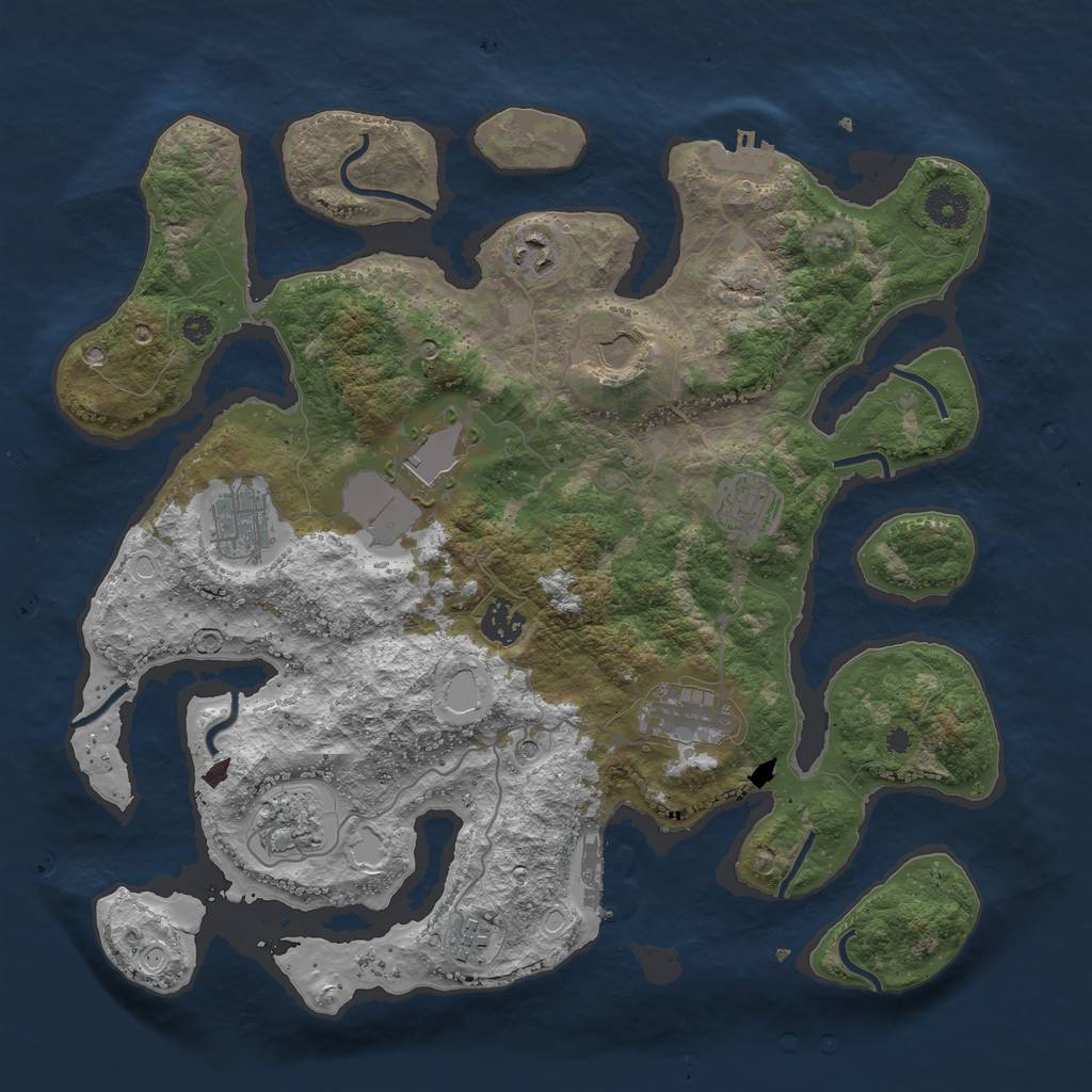 Rust Map: Procedural Map, Size: 3750, Seed: 77458844, 20 Monuments