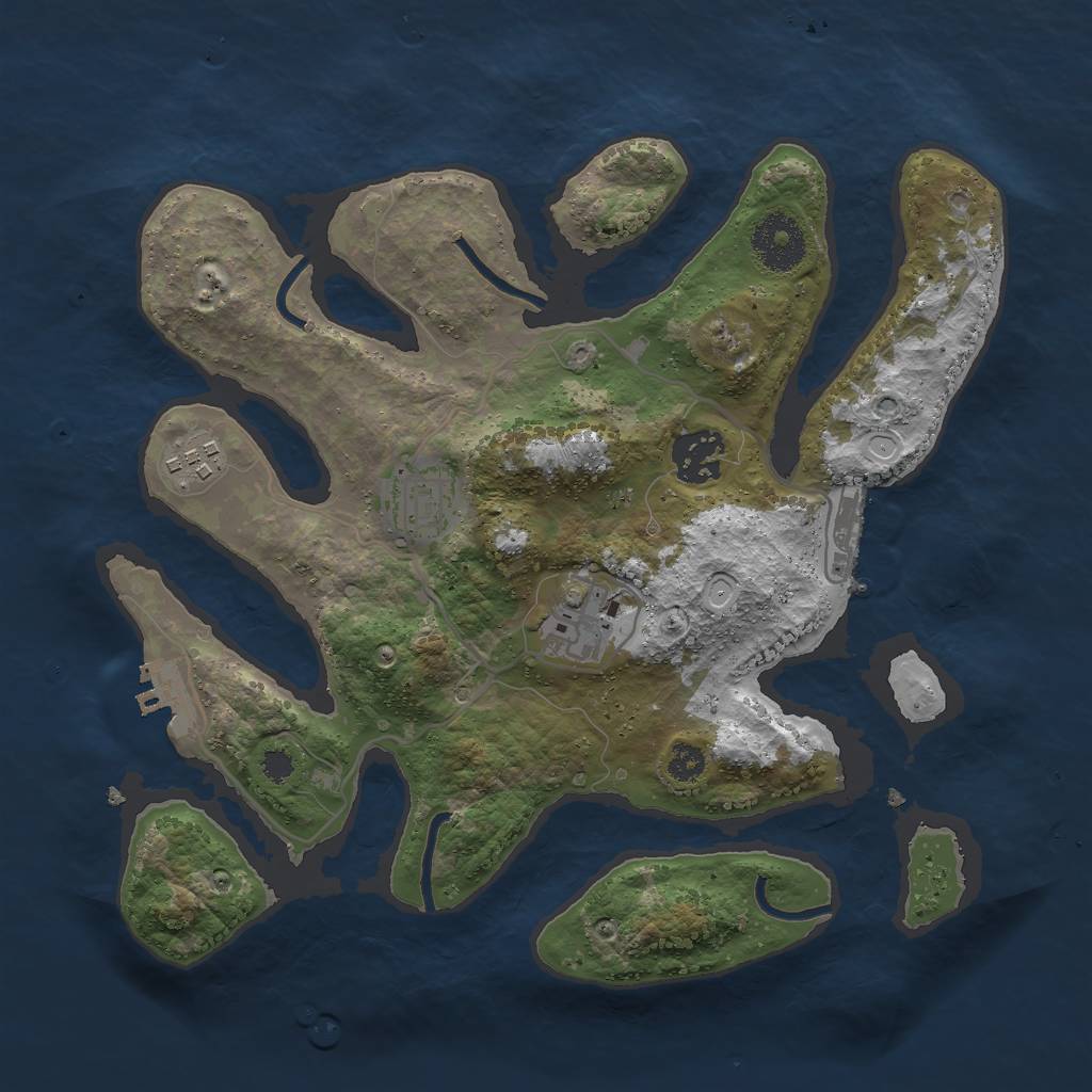 Rust Map: Procedural Map, Size: 3000, Seed: 8866, 14 Monuments