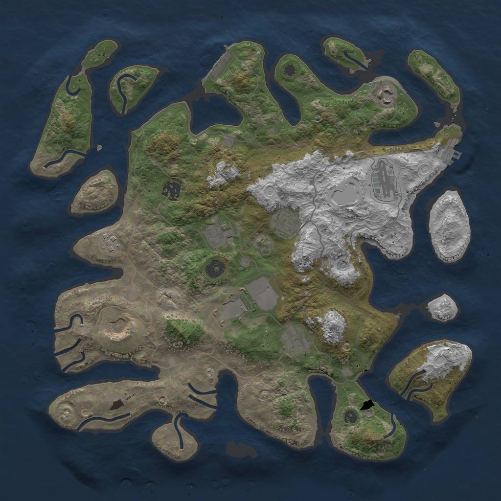 Rust Map: Procedural Map, Size: 4000, Seed: 135521, 20 Monuments