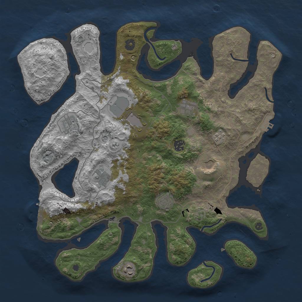 Rust Map: Procedural Map, Size: 4000, Seed: 550692101, 20 Monuments
