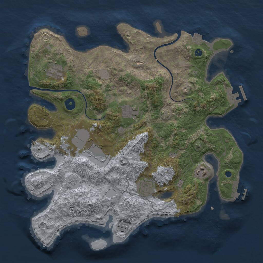 Rust Map: Procedural Map, Size: 3500, Seed: 69699, 12 Monuments