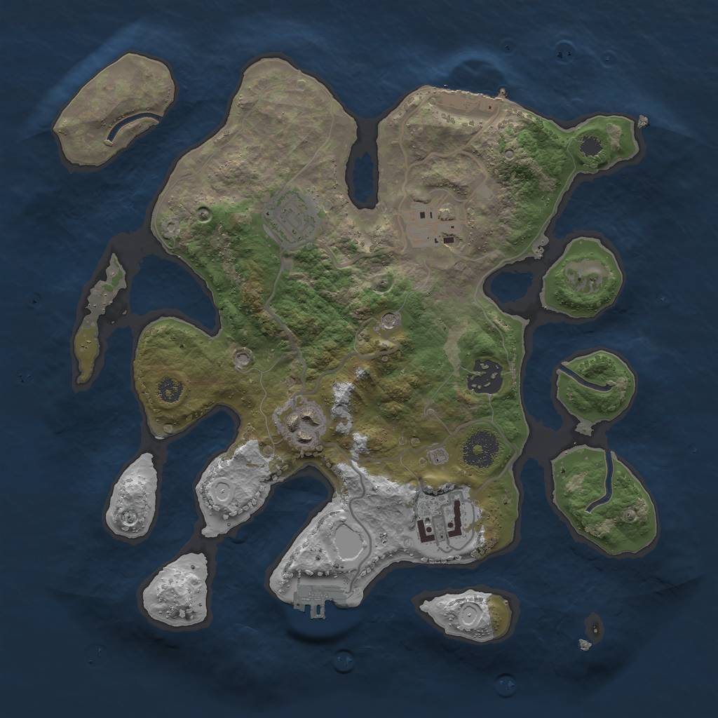 Rust Map: Procedural Map, Size: 3000, Seed: 1801968264, 16 Monuments