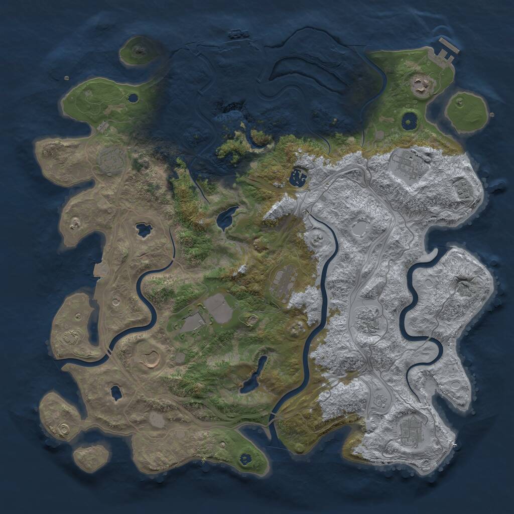 Rust Map: Procedural Map, Size: 4500, Seed: 603575767, 16 Monuments