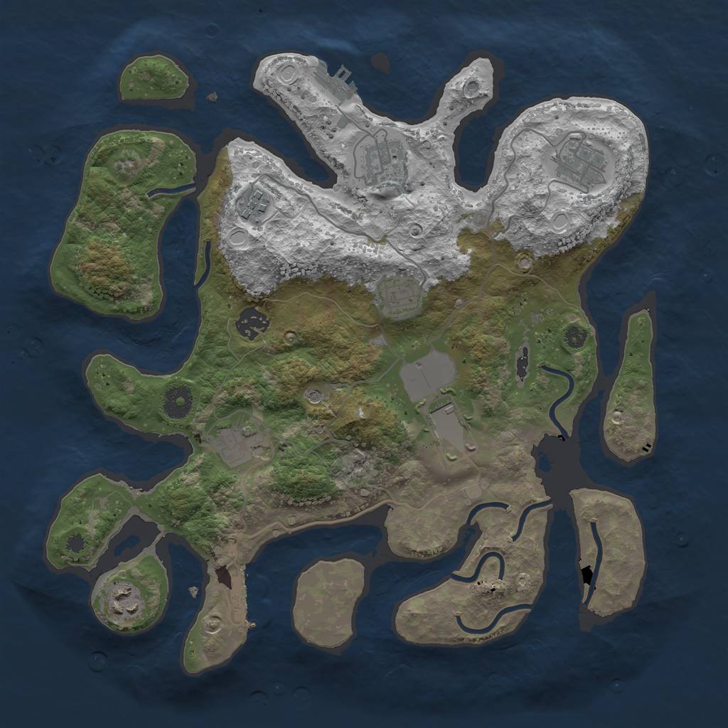 Rust Map: Procedural Map, Size: 3500, Seed: 654285, 19 Monuments