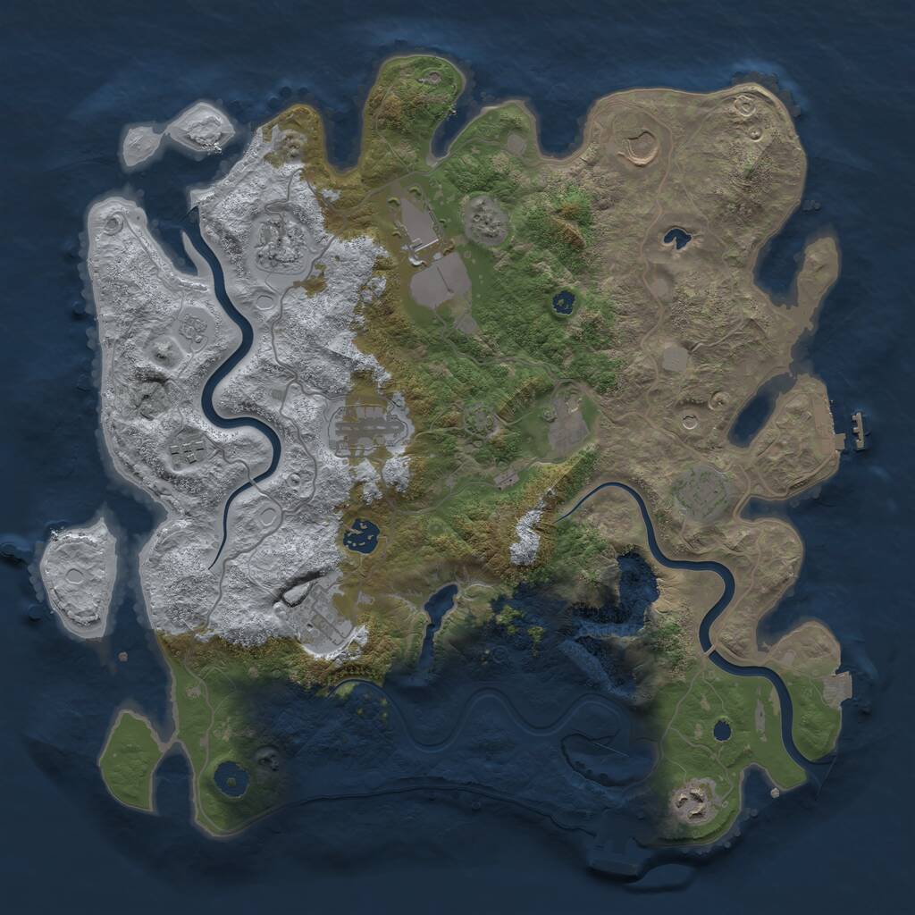Rust Map: Procedural Map, Size: 4000, Seed: 258441833, 16 Monuments