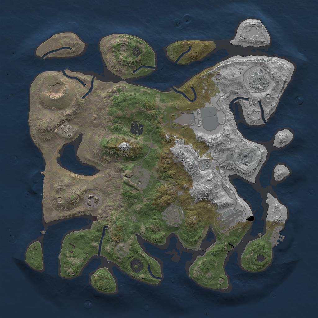 Rust Map: Procedural Map, Size: 3500, Seed: 58792917, 20 Monuments