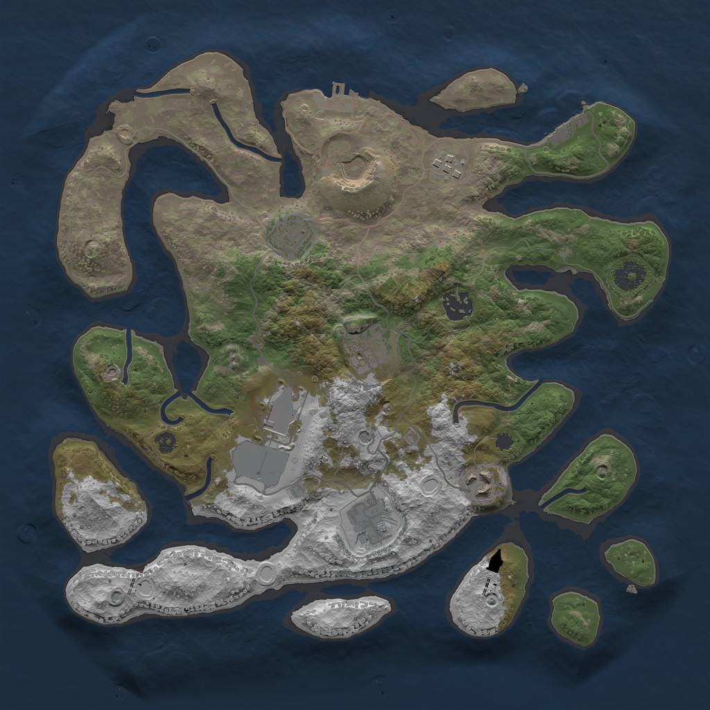 Rust Map: Procedural Map, Size: 3500, Seed: 55326, 19 Monuments