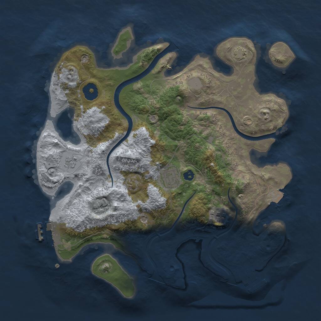 Rust Map: Procedural Map, Size: 3000, Seed: 54837271, 8 Monuments
