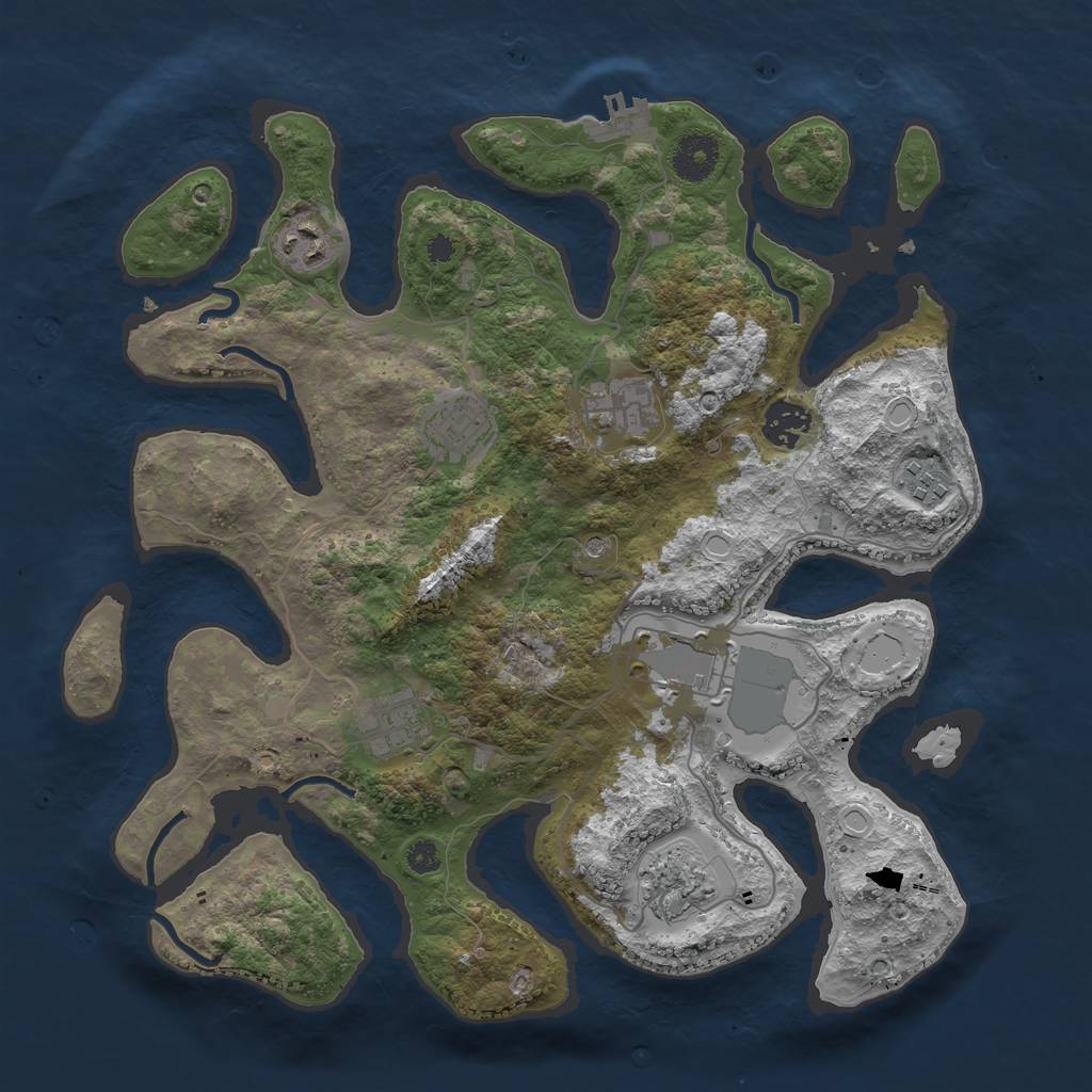 Rust Map: Procedural Map, Size: 3500, Seed: 1142148103, 18 Monuments