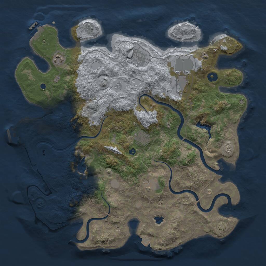 Rust Map: Procedural Map, Size: 4000, Seed: 3333333, 12 Monuments