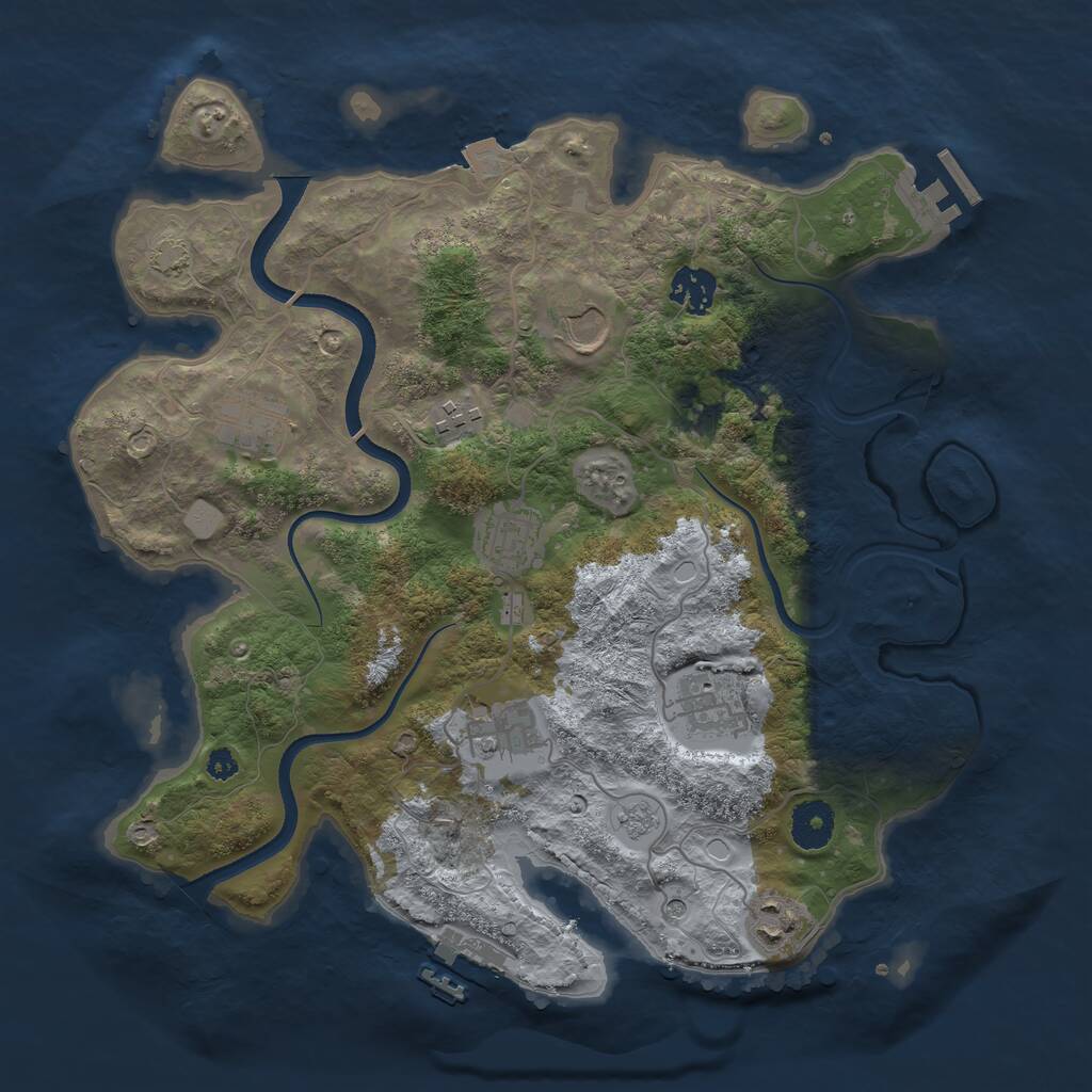 Rust Map: Procedural Map, Size: 3500, Seed: 275273, 14 Monuments