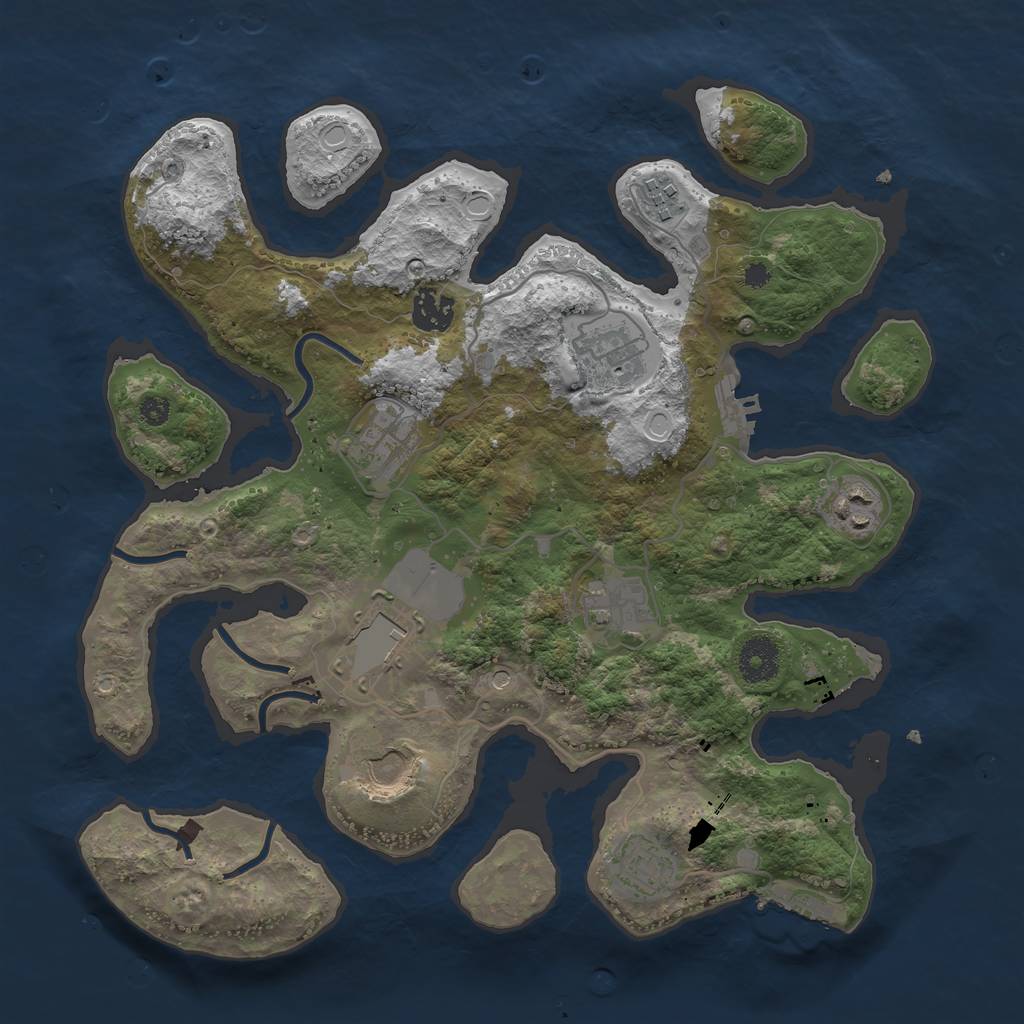 Rust Map: Procedural Map, Size: 3500, Seed: 499807498, 20 Monuments
