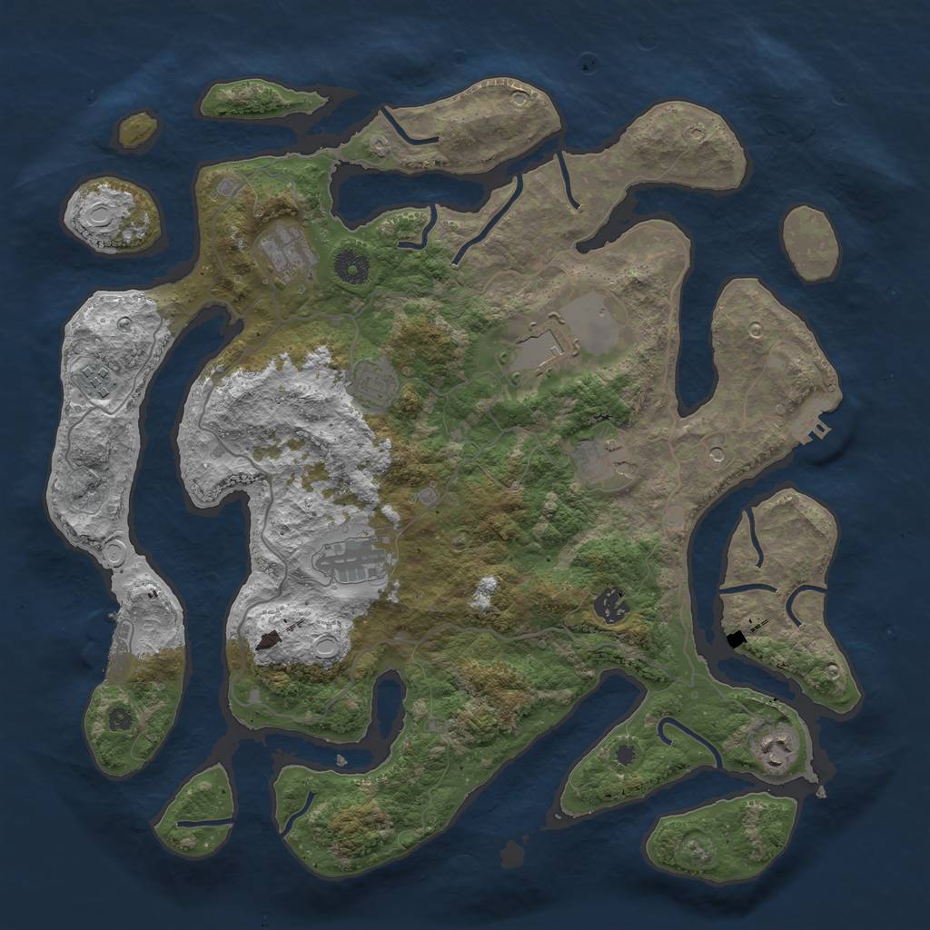 Rust Map: Procedural Map, Size: 4000, Seed: 1494137261, 19 Monuments