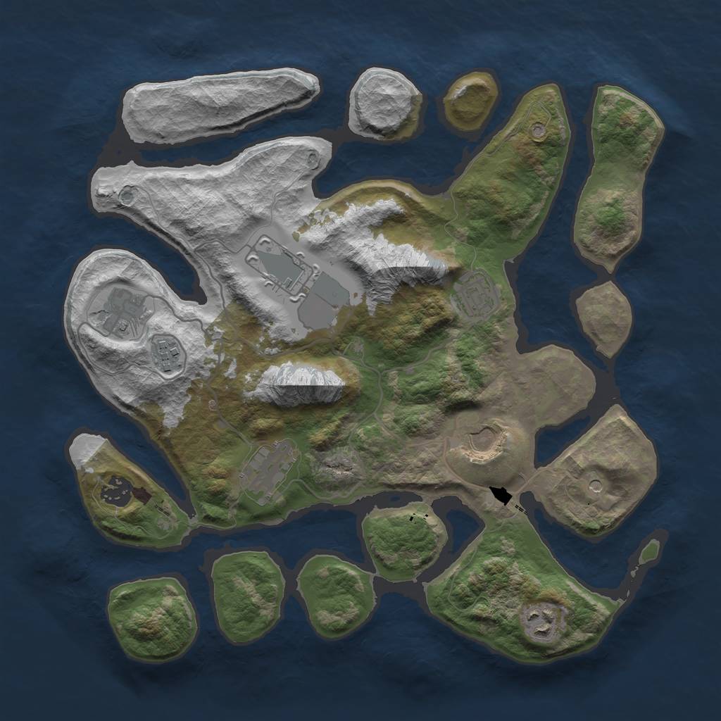 Rust Map: Barren, Size: 3500, Seed: 66567920, 11 Monuments