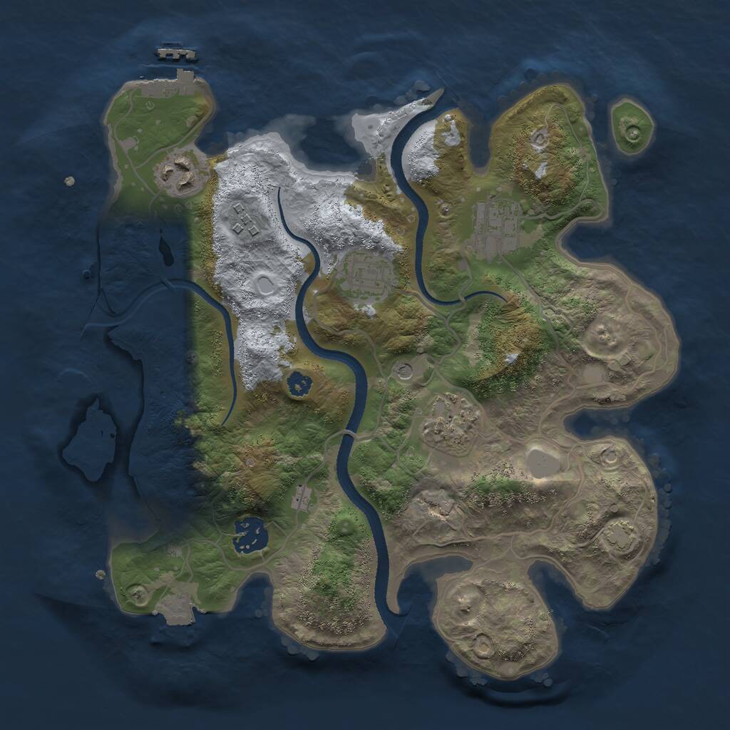 Rust Map: Procedural Map, Size: 3000, Seed: 1576614243, 10 Monuments