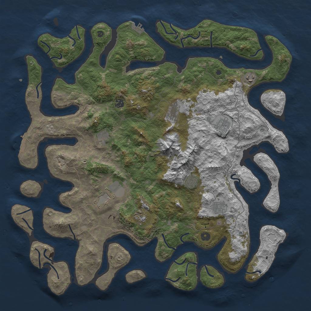 Rust Map: Procedural Map, Size: 5000, Seed: 74451, 21 Monuments
