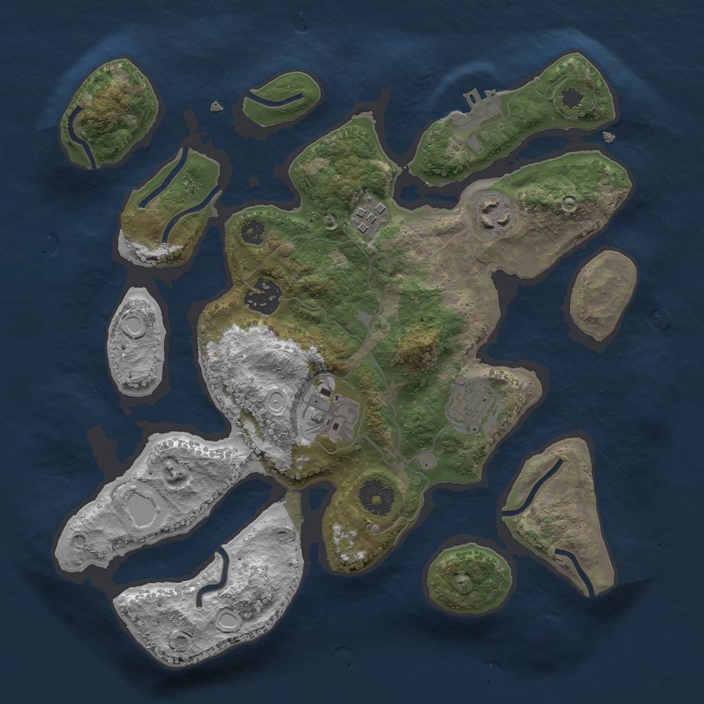 Rust Map: Procedural Map, Size: 3000, Seed: 2027438346, 14 Monuments