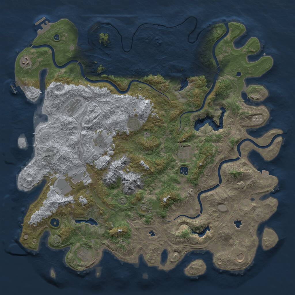 Rust Map: Procedural Map, Size: 5000, Seed: 736559689, 17 Monuments