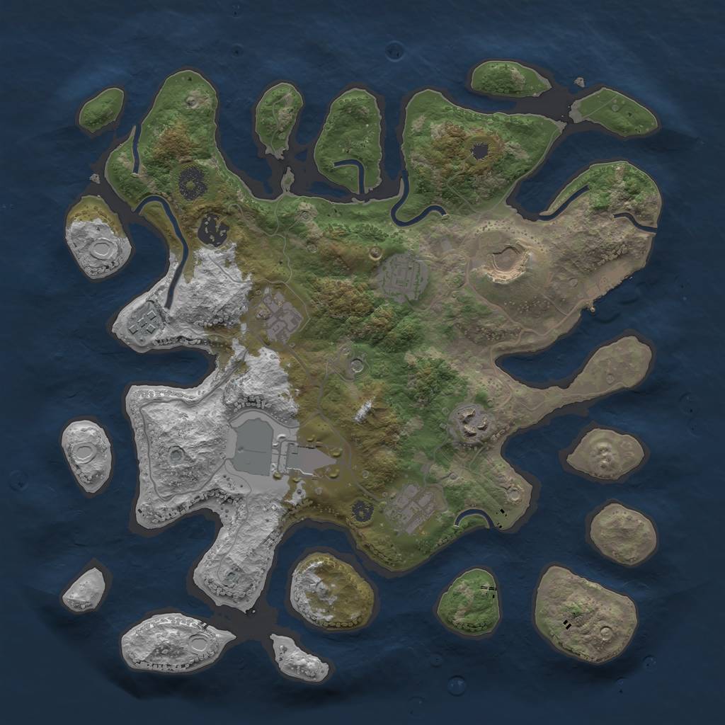 Rust Map: Procedural Map, Size: 3500, Seed: 5659, 18 Monuments