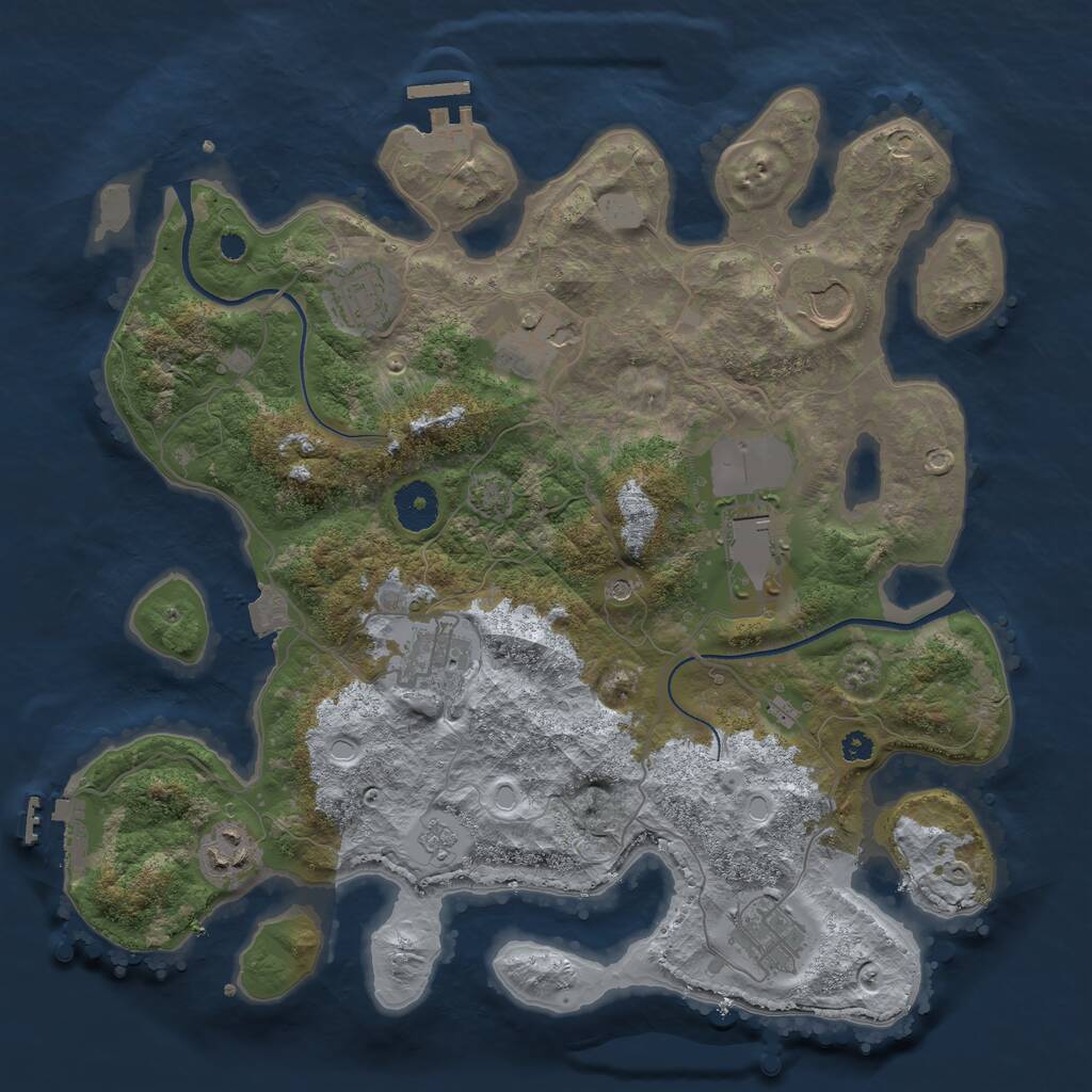 Rust Map: Procedural Map, Size: 3500, Seed: 5165151, 13 Monuments