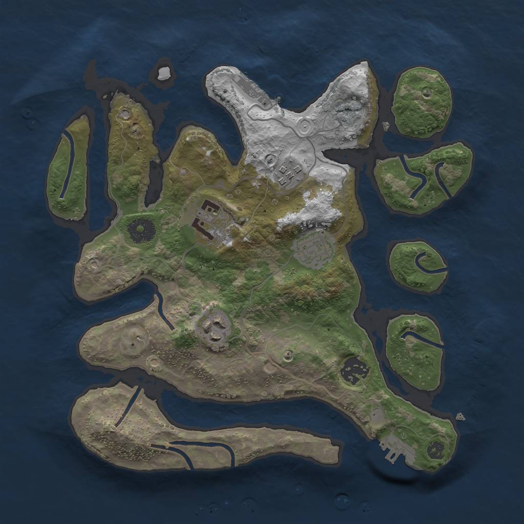 Rust Map: Procedural Map, Size: 3000, Seed: 1242232642, 15 Monuments