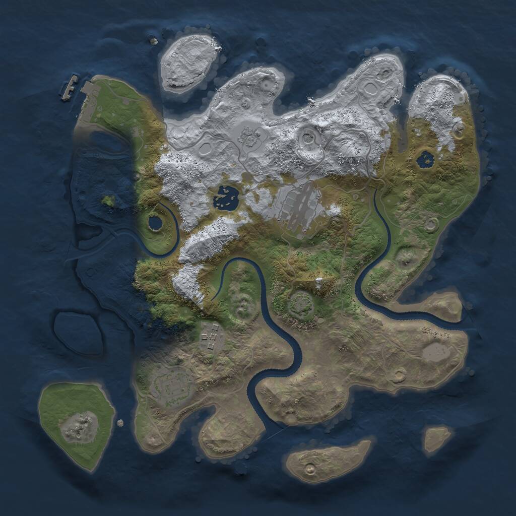 Rust Map: Procedural Map, Size: 3000, Seed: 1933197461, 9 Monuments