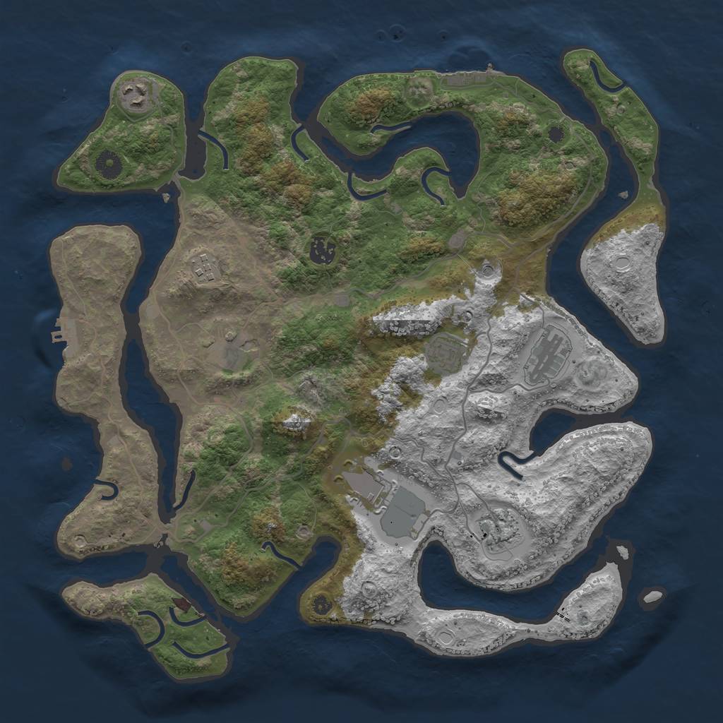 Rust Map: Procedural Map, Size: 4000, Seed: 14500, 19 Monuments