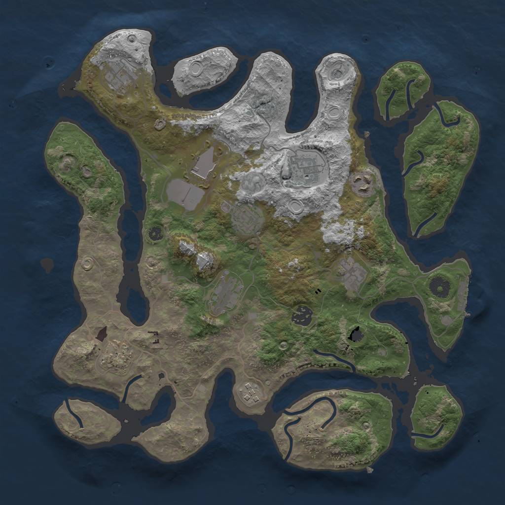 Rust Map: Procedural Map, Size: 3700, Seed: 301543811, 20 Monuments