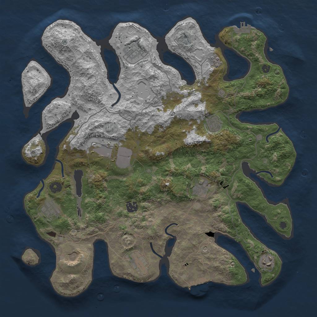 Rust Map: Procedural Map, Size: 4000, Seed: 205634, 21 Monuments